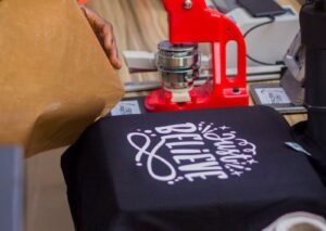 heat press t-shirt printing with transferred design